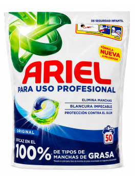 Ariel Professional Pods Original 50 Cápsulas, Detergente Lavadora Todo en Uno para Ropa Blanca y Color
