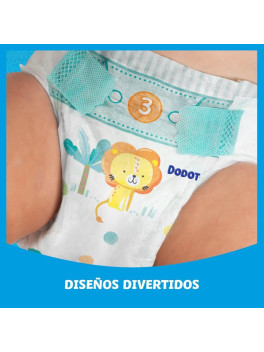 Dodot Bebé Seco Talla 3+ (7-11 kg) – Pack Ahorro Mensual 132 Pañales – Extra Absorción, Barrera Stop Fugas,