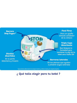 Dodot Bebé Seco Talla 3+ (7-11 kg) – Pack Ahorro XXL 264 Pañales – Extra Absorción, Barrera Stop Fugas,