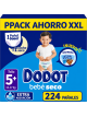 Dodot Bebé Seco Talla 5+ 12-17 kg, Pack Ahorro XXL 228 Pañales, Extra Absorción, Barrera Stop Fugas, Noche Seca