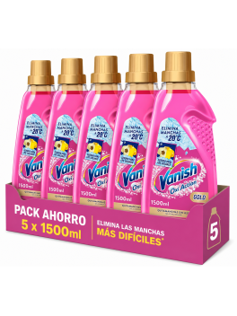 Vanish Oxi Action Gold Quitamanchas Líquido para Ropa ,Pack Ahorro 5 x 1500 ml,Pretratamiento y Lavado