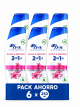 Pack 6 und Head & Shoulders Suave y Sedoso 2 en 1 Plus Champú y Acondicionador Anticaspa, Cabello Hidratado y Brillante