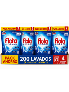 Flota Active Plus Pastillas Lavavajillas Classic – Pack Ahorro 200 Lavados (4 x 50 Pastillas) | Film Hidrosoluble