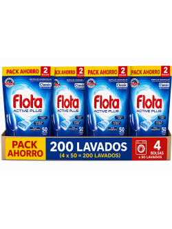 Flota Active Plus Pastillas Lavavajillas Classic – Pack Ahorro 200 Lavados (4 x 50 Pastillas) | Film Hidrosoluble