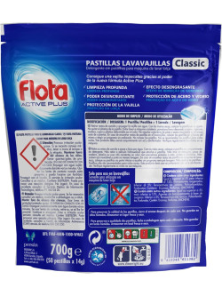 Flota Active Plus Pastillas Lavavajillas Classic – Pack Ahorro 200 Lavados (4 x 50 Pastillas) | Film Hidrosoluble