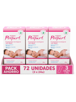 Indasec Pospart Protegeslips Tocológicos 100% Algodón – Pack Ahorro 72 Unidades (3 x 24) | Hipoalergénicos | Especial Posparto