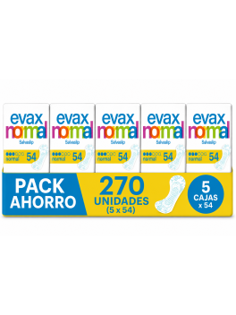 Evax Normal Salvaslip – Pack Ahorro 270 Unidades (5 x 54) | Protección Diaria | Finos, Cómodos y Discretos