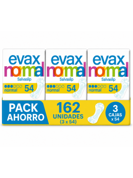 Evax Normal Salvaslips Pack Ahorro 162 Unidades (3 x 54) | Protegeslips para Uso Diario | Finos, Cómodos y Discretos |