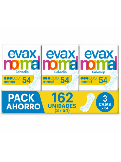 Evax Normal Salvaslips Pack Ahorro 162 Unidades (3 x 54) | Protegeslips para Uso Diario | Finos, Cómodos y Discretos |
