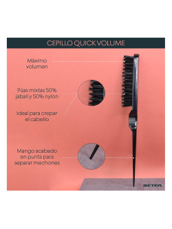 Beter - Cepillo de pelo para crepar con púas mixtas: 50%jabalí y 50% nylon. Fabricado con plástico Reciclado