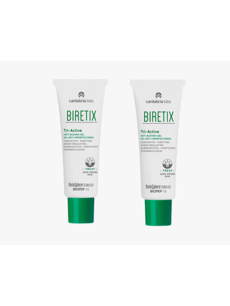 Pack 2 unidades x Biretix Tri Active Gel Anti-Imperfecciones 50ml - Previene y Corrige Granos y Marcas de Acné Cantabria Labs