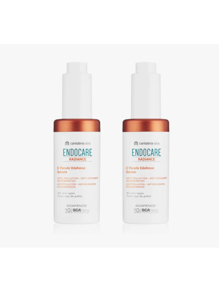 Endocare Super Pack 2uds Radiance C Ferulic Edafence - Sérum Antipolución y Antioxidante, Rápida Absorción, Piel, 30ml