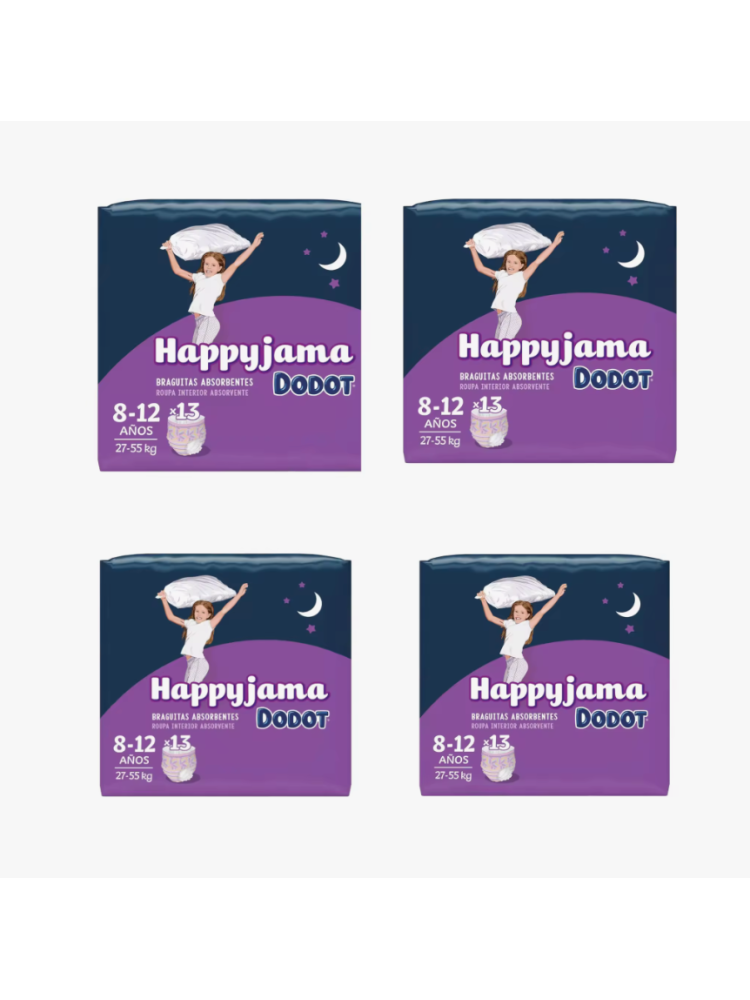 52 unidades Pañales Dodot HappyJama para Niña de 8 a 12 años (27-55kg)