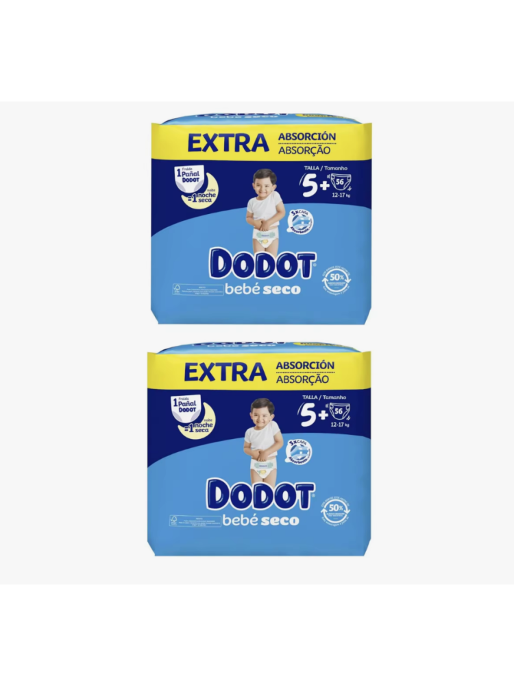 112 unidades Dodot Bebé Seco Talla 5 Plus  12-17 kg