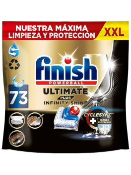 Finish Ultimate Plus Infinity Shine, limpieza y brillo intensivos, y protección del cristal, 73 pastillas
