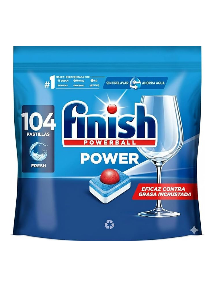 Finish Powerball Power All in 1 Pastillas para el lavavajillas todo en 1 - Pack ahorro 104 pastillas