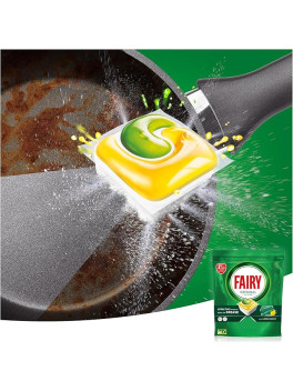 Fairy Original 3 en 1 Cápsulas De Lavavajillas, Limón, Efectivas Incluso En La Grasa Reseca