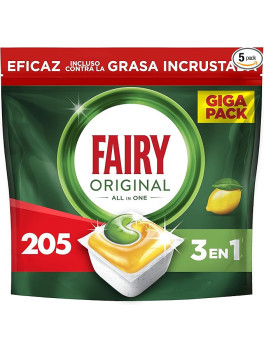 Fairy Original 3 en 1 Cápsulas De Lavavajillas, Limón, Efectivas Incluso En La Grasa Reseca