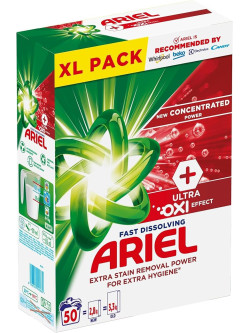 Ariel Detergente Polvo Efecto ULTRA OXI - 50 Lavados - Eliminacion de Manchas y Extra Higiene
