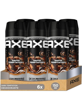 Axe Desodorante para Hombre Antitranspirante Dark Temptation 150ml - Pack de 6 - Aerosol - Fresco