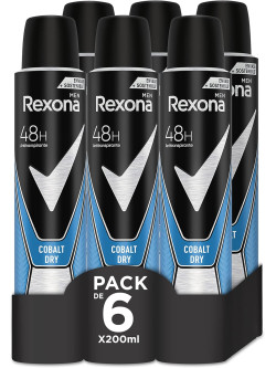 Rexona Desodorante Aerosol Antitranspirante para hombre Cobalt Dry 200ml - Pack de 6