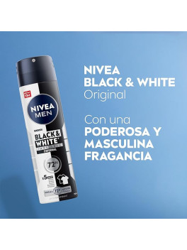 NIVEA MEN Black & White Invisible Original Spray 72h (6 x 200 ml), desodorante antimanchas de cuidado masculino