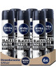 NIVEA MEN Black & White Invisible Original Spray 72h (6 x 200 ml), desodorante antimanchas de cuidado masculino
