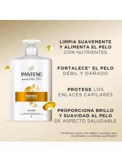 Pantene Pro-V Repara Y Protege Champú 2x1000ML, Dispensador, Pelo Seco Y Dañado. Limpia Y Protege Los Enlaces Capilares.