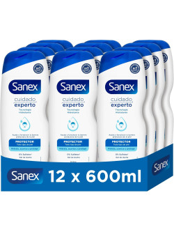 Sanex Cuidado Experto Protector Gel de Ducha, Pack 12 Uds x 600ml, Gel de Baño