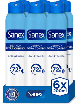 Sanex Dermo Extra Control Desodorante Spray, Pack 6 Uds x 200 ml