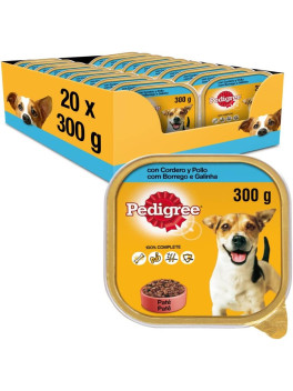 Pedigree Comida Húmeda para Perros, Sabor Cordero y Pollo en Paté (Pack de 20 Tarrinas x 300g)