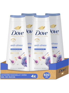 Dove Gel de Ducha Cuida y Protege con Ingredientes Antibacterianos para piel normal a seca 600ml (Paquete de 4)