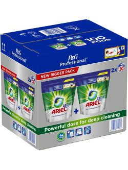 Ariel Professional All-in-1 Pods Original 100 Cápsulas (2x50) Detergente Profesional P&G Eficaz 100% Manchas Grasa Fórmula Nueva