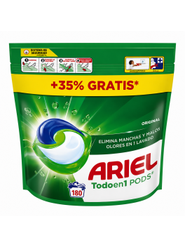 Ariel Todo en 1 PODS Original ( 3x60 )  Cápsulas Lavadora. Elimina Manchas y Olores, Rápida en Frío