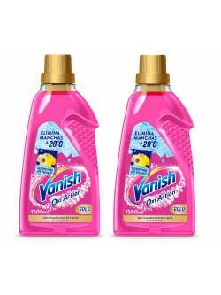 Vanish Oxi Action Gold Quitamanchas Líquido Ropa Color 2x 1500 ml, Sin Lejía, Elimina Manchas, Eficaz desde 20°C
