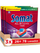 Somat All in 1 Extra Pastillas Lavavajillas 78 Cápsulas (3 x 26), Limpieza, Brillo y Protección Total