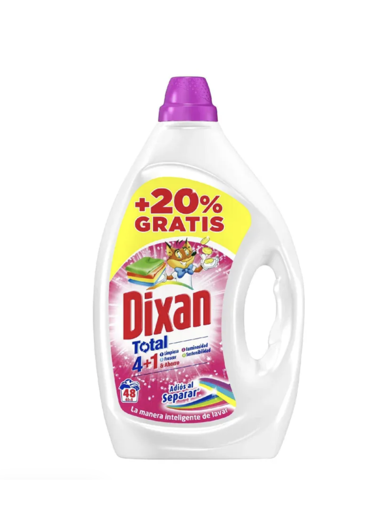 Dixan Total 4en1 Detergente Líquido para Lavadora 48 Lavados,Adiós al Separar,Ropa Blanca y de Color