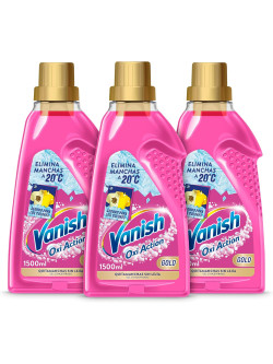 Vanish Oxi Action Gold Quitamanchas Líquido Ropa Color 3x 1500 ml, Sin Lejía, Elimina Manchas, Eficaz desde 20°C