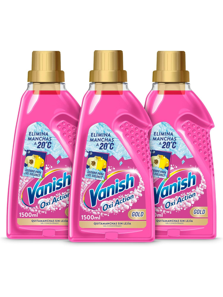 Vanish Oxi Action Gold Quitamanchas Líquido Ropa Color 3x 1500 ml, Sin Lejía, Elimina Manchas, Eficaz desde 20°C
