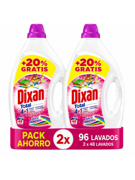 Dixan Total 4+1 Detergente Líquido Lavadora Pack 2 x 48 Lavados (96 Lavados), Ropa Blanca y Color, Frescor