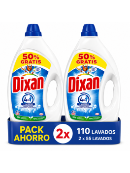 Dixan 4 en 1 Detergente Líquido Lavadora Pack 2 x 55 Lavados (110 Lavados), Ropa Blanca y Color, Frescor