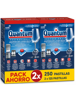 Pack Ahoro Finish Quantum Professional Lavavajillas 250 Pastillas, Limpieza Profesional, Brillo y Desengrase Potente