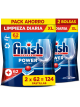 Pack 2 Bolsas Finish Powerball Power All in 1 XL 124 Pastillas Lavavajillas, Limpieza Diaria y Brillo Cristal