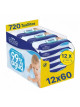 Dodot Toallitas Bebé 99% Agua Pack Ahorro 12 x 60 Toallitas, 720 Unidades, Limpieza Suave para Piel Sensible