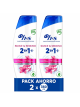 Head & Shoulders Suave y Sedoso 2 en 1 Plus Champú y Acondicionador Anticaspa, Cabello Hidratado y Brillante.Pack 2 und