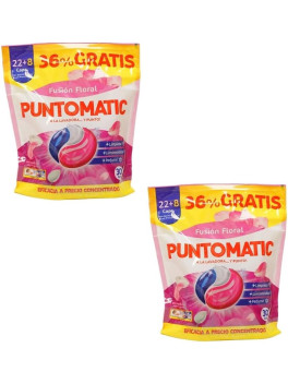 Puntomatic Fusión Floral Cápsulas Detergente Lavadora 60 Caps, Ropa Blanca y Color, Limpieza y Frescura Floral