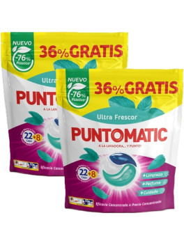 Puntomatic Ultra Frescor Pack 60 Lavados, 2 x 30 Cápsulas Detergente Lavadora,Eficaz en Agua Fría